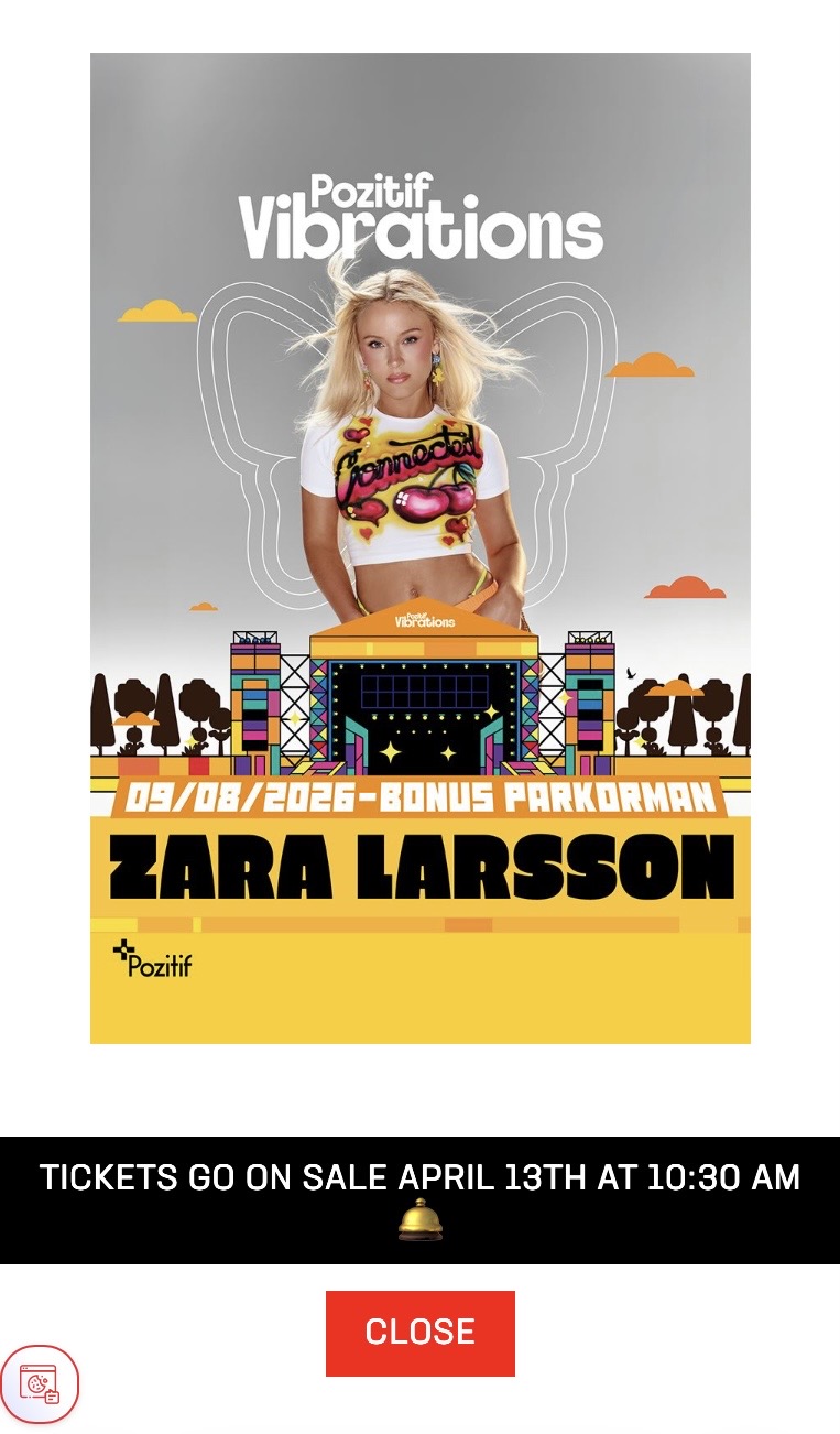 Zara Larsson Pozitif Vibrations Konser Bileti
