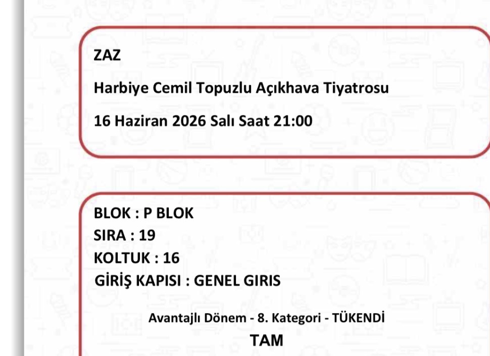 ZAZ 16 Haziran Konser iki bilet