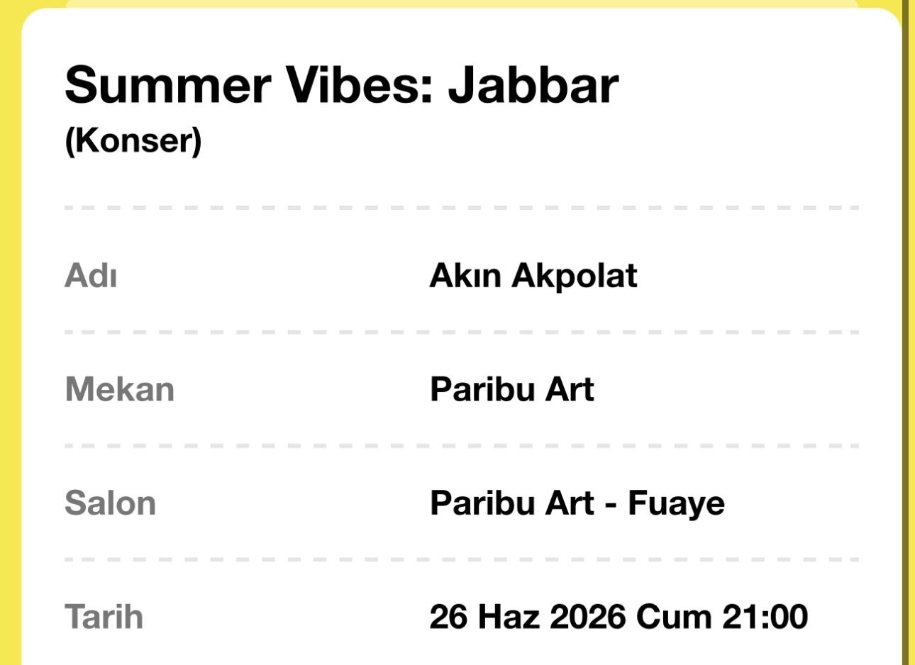 ?️ Satılık 1 adet Jabbar – Paribu Art (Kadıköy) bileti
