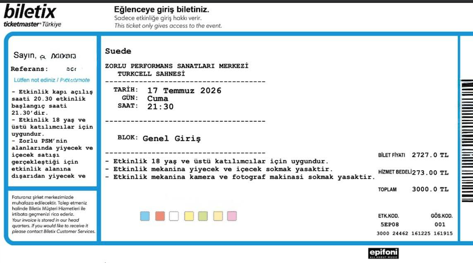 Suede Istanbul Zorlu PSM (17 Temmuz 2026)