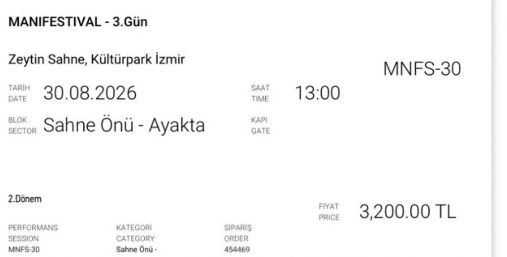 MANİFEST Kültürpark İzmir bileti
