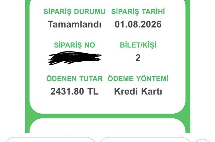 CRUSH KONSER BİLETİ 2 adet Saha İçi Ayakta