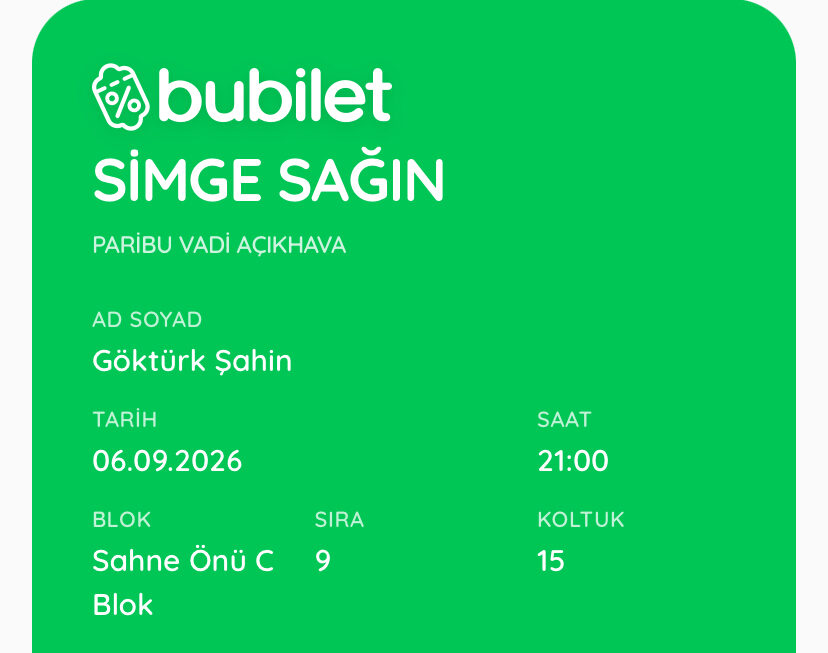 Simge Sağın Konseri 6 Eylül paribuvadi