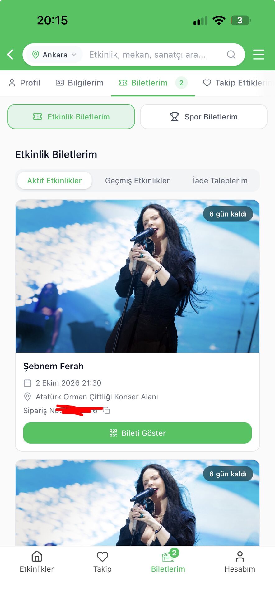Ankara 2 Ekim Şebnem Ferah Konseri