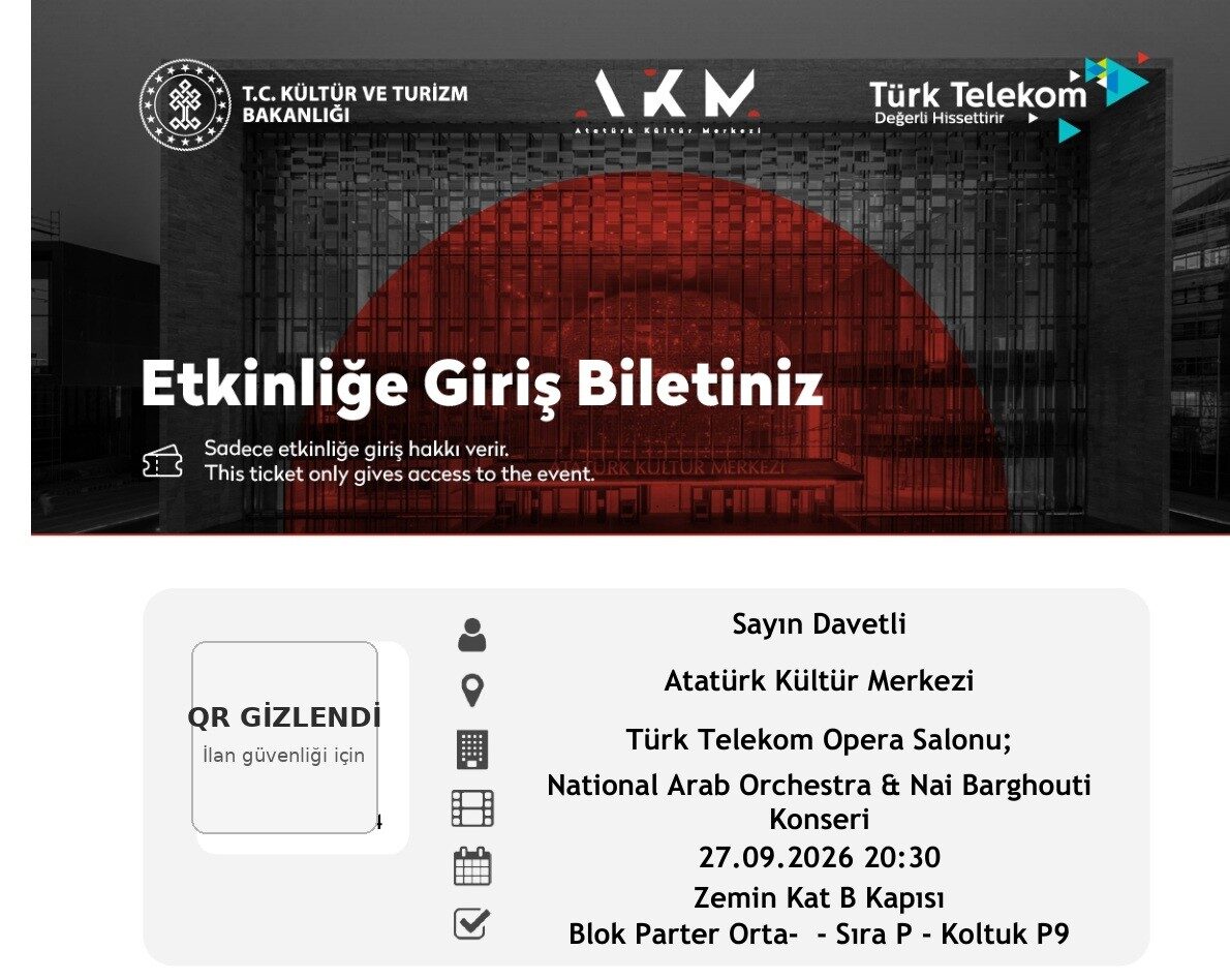 BUGÜN 20:30 – Nai Barghouti & National Arab Orchestra – AKM Parter Orta P9