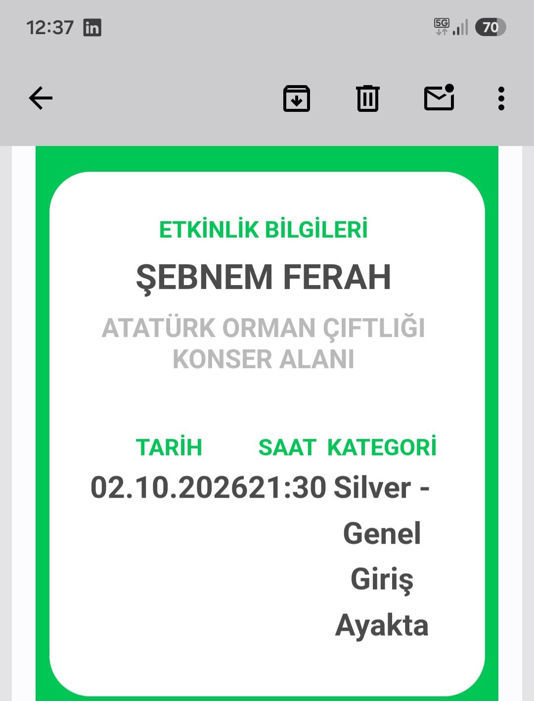 Şebnem Ferah 2 Ekim Ankara konseri