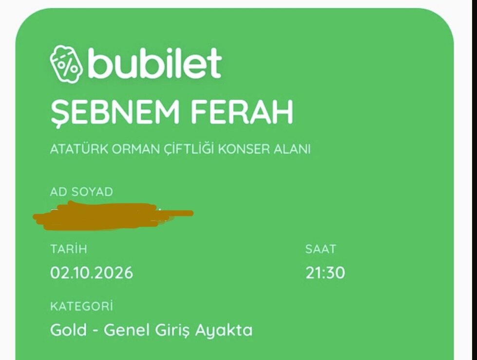 2 Ekim Ankara Şebnem Ferah Konseri Gold bilet